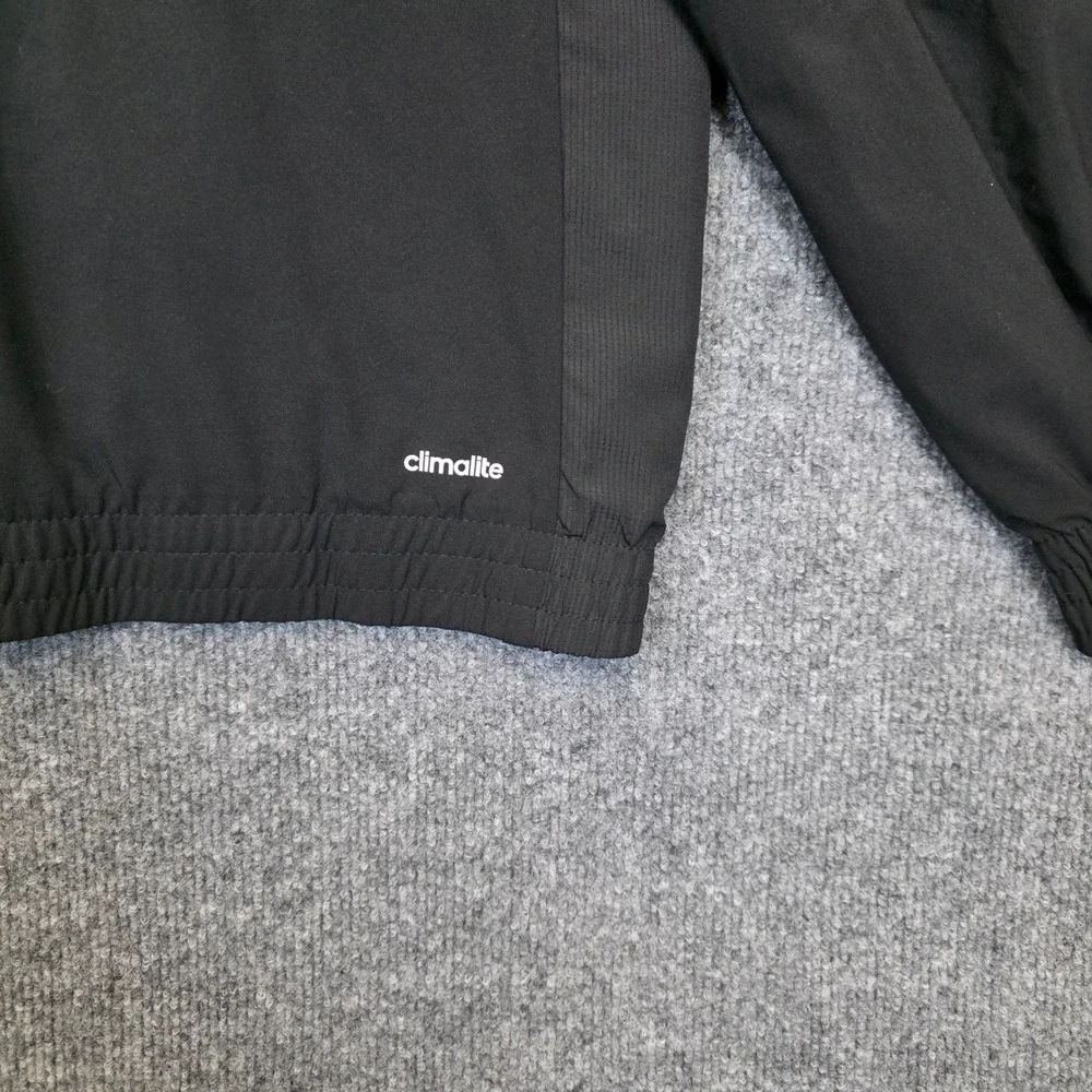 Adidas Track Jacket Mens Large Black Climalite Full Zip Striped Athletic